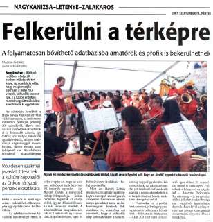 Zalai Hírlap 2007 09 14 215sz 08old - Felkerülni a térképre.jpg Zalai Hírlap 2007 09 14 215sz 08old - Felkerülni a térképre.jpg