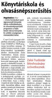 Zalai Hírlap 2010 04 01 076sz 04old - Könyvtáriskola és olvasásnépszerűsítés.jpg Zalai Hírlap 2010 04 01 076sz 04old - Könyvtáriskola és olvasásnépszerűsítés.jpg