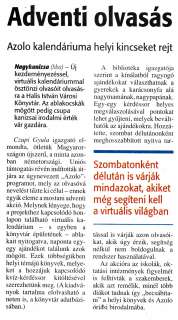 Zalai Hírlap 2010 12 07 284sz 11old - Adventi olvasás.jpg Zalai Hírlap 2010 12 07 284sz 11old - Adventi olvasás.jpg